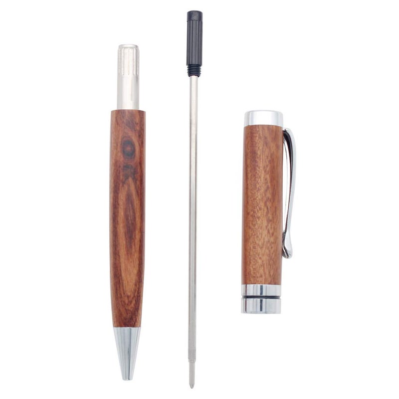 Gullor Handcrafted Rosewood Retractable Ballpoint Pen, Natural Wood Pen, Silver Clip - Image 5